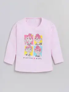 YK Girls Printed Round Neck Pure Cotton T-shirt