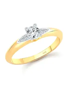 Vighnaharta Gold-Plated Cubic Zirconia Studded Solitaire-Shaped Finger Ring