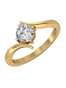 Vighnaharta Gold-Plated CZ-Stone Studded Solitaire-Shaped Finger Ring