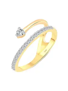 Vighnaharta Gold-Plated CZ-Stone Studded Half Round-Shaped Finger Ring
