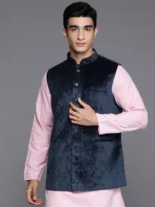 Manu Self Design Mandarin Collar Nehru Jacket