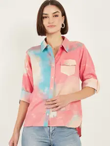 DressBerry Pink Tie and Dyed Casual Shirt
