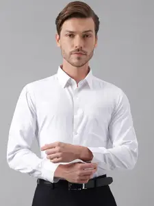 English Navy Self Design Easy Iron Slim Fit Formal Shirt