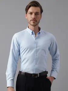 English Navy Relaxed Slim Fit Opaque Oxford Formal Shirt