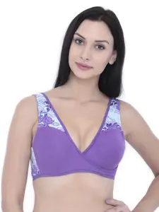 Inner Sense Purple Printed Non-Wired Non Padded Maternity Sustainable Bra