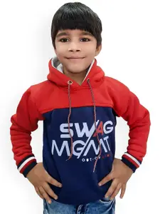 BAESD Boys Typography Printed Hooded Pullover Sweatshirt