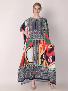 Rajoria Instyle Abstract Printed Flared Sleeves Kaftan Maxi Dress