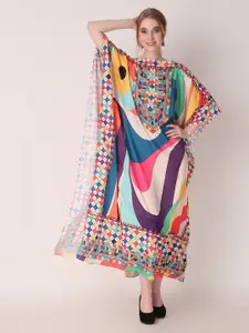 Rajoria Instyle Abstract Printed Crepe Kaftan Maxi Dress