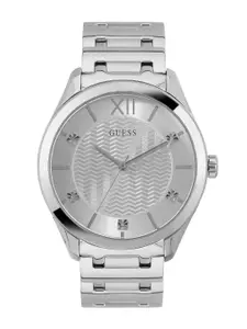 GUESS Men Textured Dial & Stainless Steel Bracelet Style Straps Analogue Watch U1341G1M