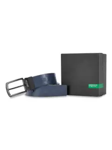 United Colors of Benetton Men Checked Reversible Leather Belt