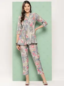 Yufta Women Printed Top with Trousers