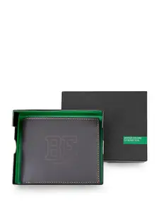 United Colors of Benetton Men Textured Leather Two Fold Wallet