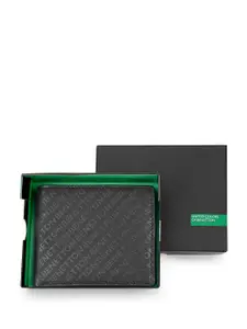 United Colors of Benetton Men Typography Printed Leather Two Fold Wallet