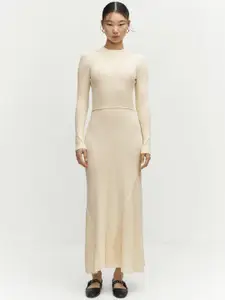 MANGO Knitted Ribbed Acrylic Maxi Dress