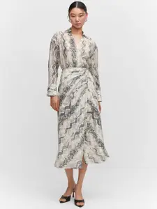 MANGO Snake Printed Shirt Midi Dress