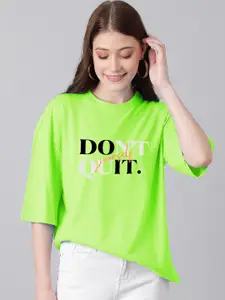 Kotty Typography Printed Drop-Shoulder Sleeves T-shirt