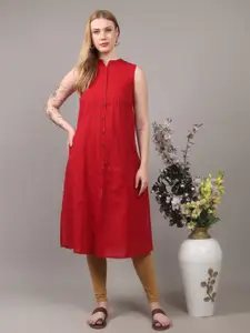 SUTI Striped Printed Cotton A-Line Kurta