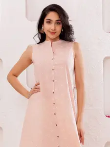 SUTI Geometric Printed Mandarin Collar Cotton Straight Kurta