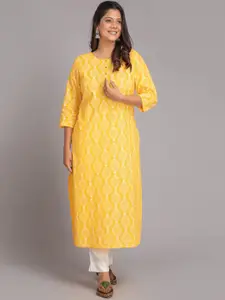SUTI Ethnic Motifs Printed Round Neck Cotton Straight Kurta