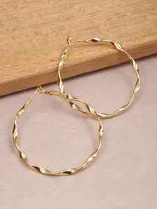 Crunchy Fashion Gold-Plated Contemporary Hoop Earrings