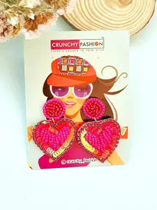 Crunchy Fashion Heart Shaped Beaded Drop Earrings