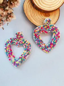 Crunchy Fashion Heart Shaped Beaded Drop Earrings