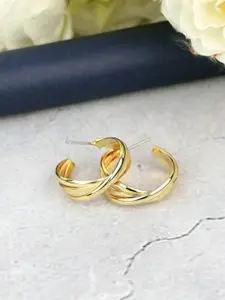 Crunchy Fashion Gold-Plated Contemporary Half Hoop Earrings