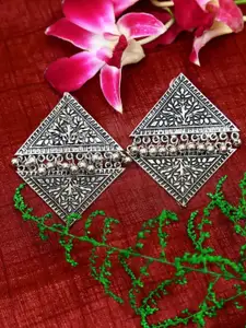 Crunchy Fashion Silver-Plated Contemporary Drop Earrings