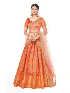 SHOPGARB Floral Printed Semi-Stitched Lehenga & Unstitched Blouse With Dupatta