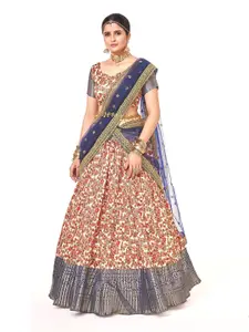 SHOPGARB Printed Semi-Stitched Lehenga & Unstitched Blouse With Dupatta