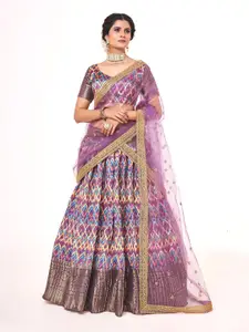 SHOPGARB Printed Semi-Stitched Lehenga & Unstitched Blouse With Dupatta