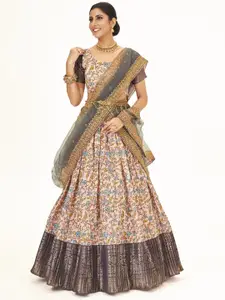 SHOPGARB Printed Semi-Stitched Lehenga & Unstitched Blouse With Dupatta