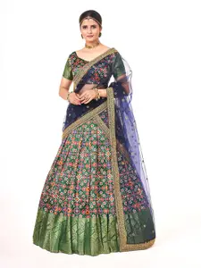 SHOPGARB Floral Printed Semi-Stitched Lehenga & Unstitched Blouse With Dupatta