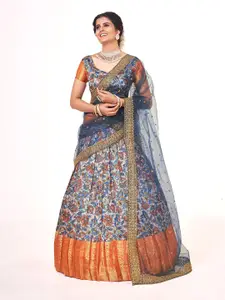 SHOPGARB Printed Semi-Stitched Lehenga & Unstitched Blouse With Dupatta