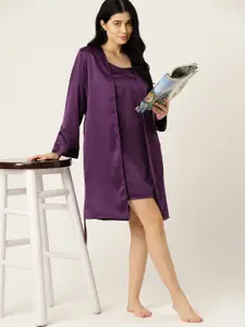 ETC Solid Nightdress with Robe