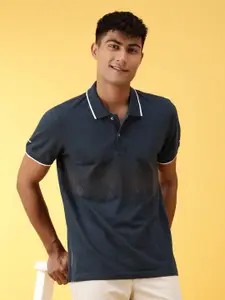 Crocodile Geometric Printed Polo Collar Slim Fit Cotton T-shirt