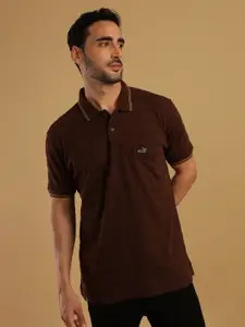 Crocodile Self Design Polo Collar Slim Fit Cotton T-shirt