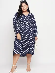 NABIA Plus Size Polka Dots Printed A-Line Dresses