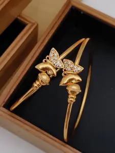 Shining Diva Fashion Set Of 2 18k Gold-Plated Crystals Bangle-Style Bracelet