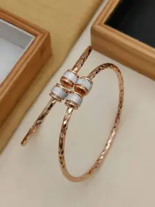 Shining Diva Fashion Set Of 2 18k Gold-Plated Bangle-Style Bracelet