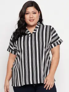 NABIA Plus Size Striped Extended Sleeves Top