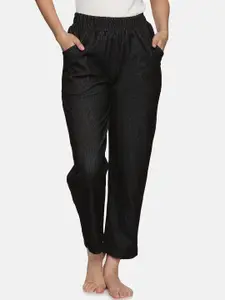 NOT YET by us Women Relaxed-Fit Knitted Denim Stretchable Lounge Pants