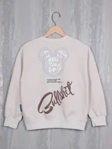 Albion Boys Typography Printed Pure Cotton Pullover Sweatshirt