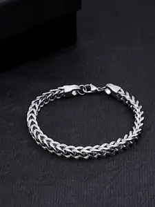 Yellow Chimes Men Rhodium-Plated Silver-Toned Stainless Steel Bracelet