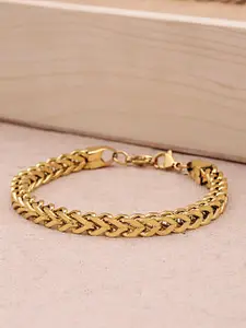 Yellow Chimes  Men Gold-Toned Stainless Steel Link Bracelet