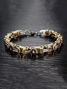 Yellow Chimes Men Silver-Toned & Gold-Toned Stainless Steel Bracelet