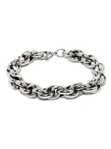 Yellow Chimes Silver-Toned Tough Style Stainless Steel Chain Designer Bracelet