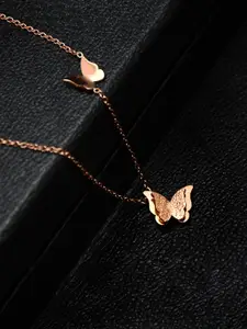 Yellow Chimes Yellow Chimes Stainless Steel Rose Gold Plated Charm Pendant With Chain