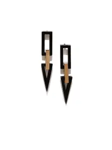 Yellow Chimes Black & Rose Gold Geometric Stainless Steel Drop Earrings