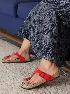 ELLE Crock Printed Leather Open Toe Flats